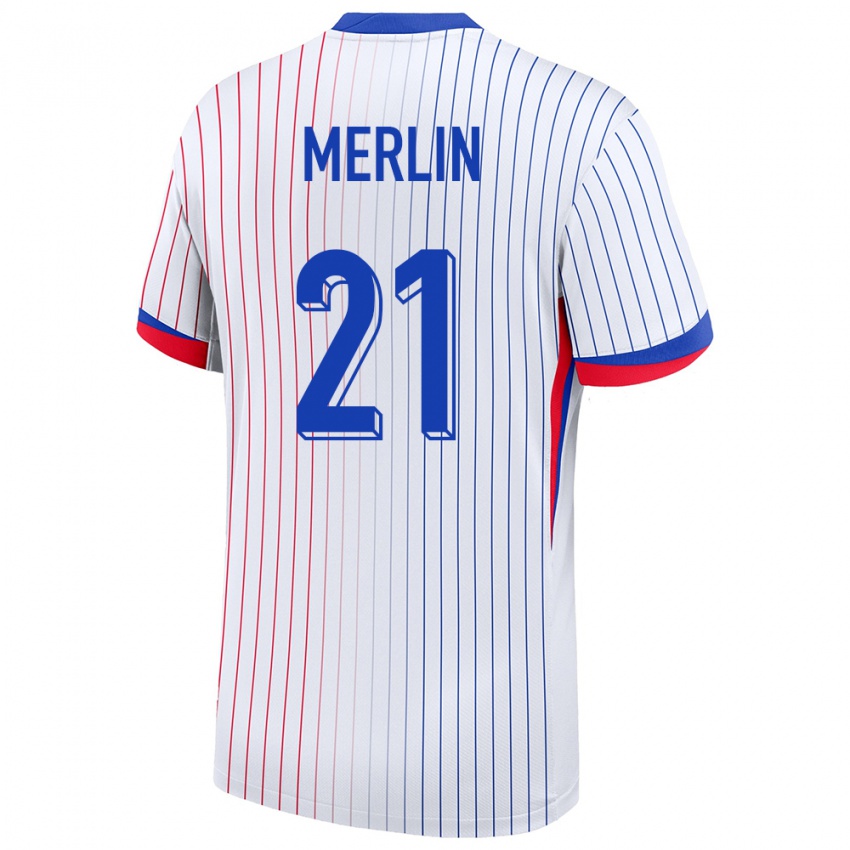 Enfant Maillot France Quentin Merlin #21 Blanc Tenues Extérieur 24-26 T-Shirt Suisse