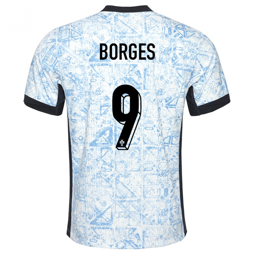 Enfant Maillot Portugal Ana Borges #9 Bleu Crème Tenues Extérieur 24-26 T-Shirt Suisse