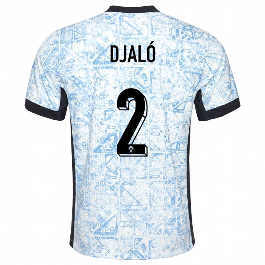 Kinder Portugal Tiago Djalo #2 Cremeblau Auswärtstrikot Trikot 24-26 T-Shirt Schweiz