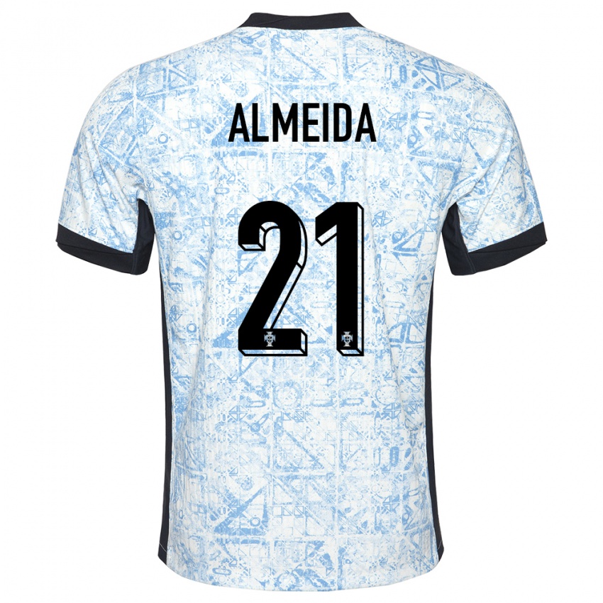 Kinder Portugal Andre Almeida #21 Cremeblau Auswärtstrikot Trikot 24-26 T-Shirt Schweiz