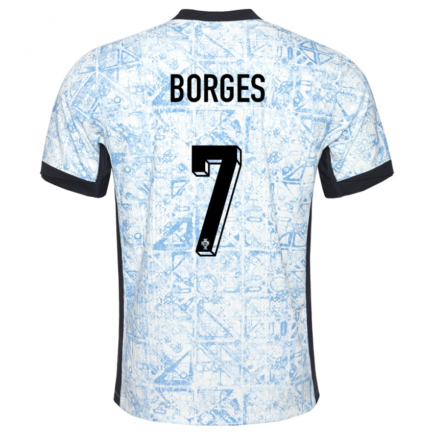 Enfant Maillot Portugal Carlos Borges #7 Bleu Crème Tenues Extérieur 24-26 T-Shirt Suisse