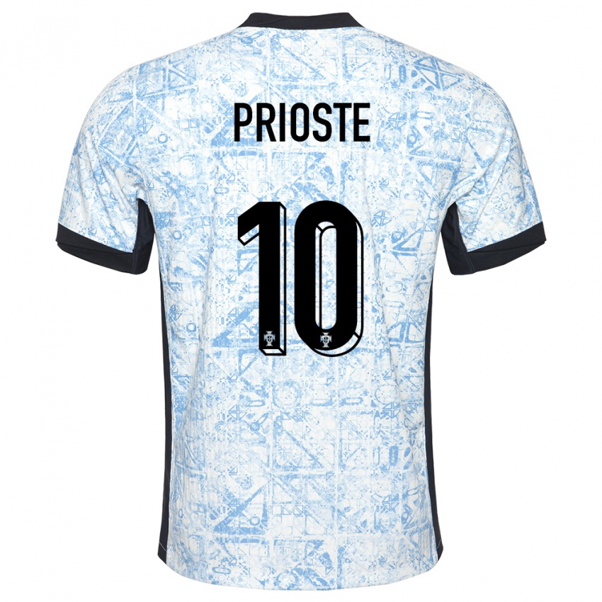 Enfant Maillot Portugal Diogo Prioste #10 Bleu Crème Tenues Extérieur 24-26 T-Shirt Suisse