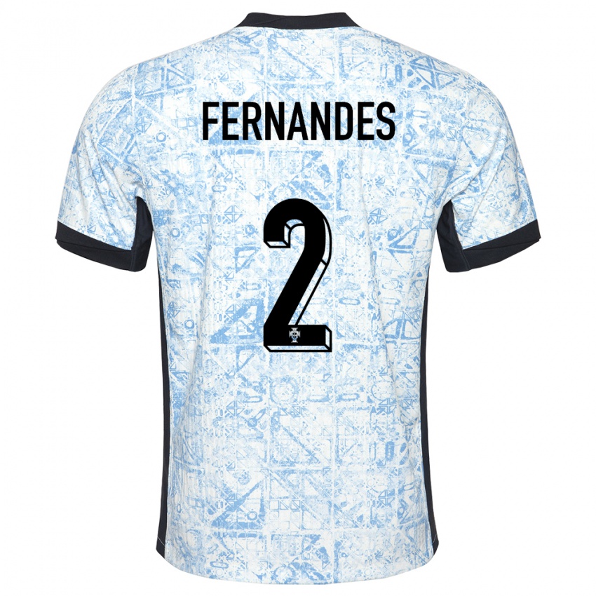 Enfant Maillot Portugal Martim Fernandes #2 Bleu Crème Tenues Extérieur 24-26 T-Shirt Suisse