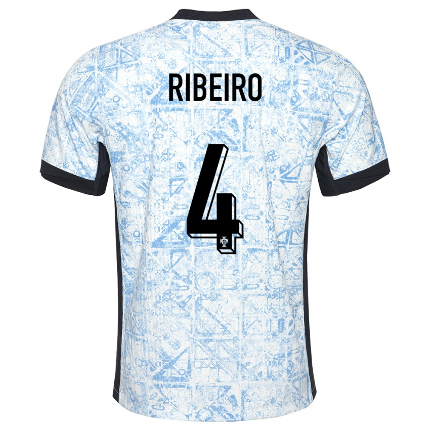 Kinder Portugal Ricardo Ribeiro #4 Cremeblau Auswärtstrikot Trikot 24-26 T-Shirt Schweiz