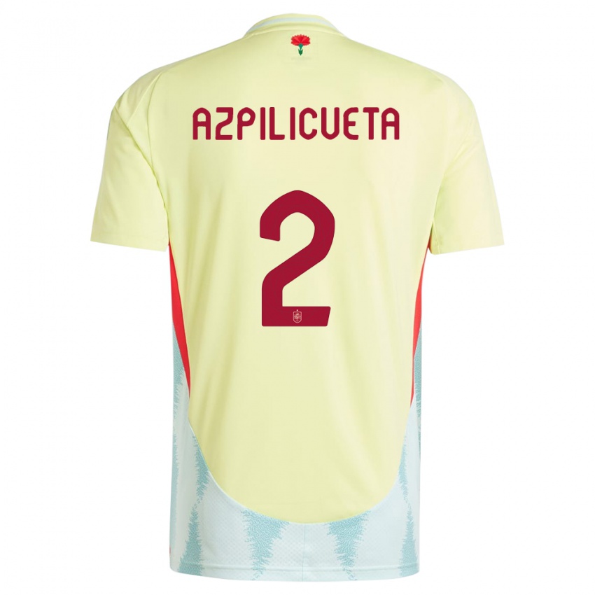 Kinder Spanien Cesar Azpilicueta #2 Gelb Auswärtstrikot Trikot 24-26 T-Shirt Schweiz