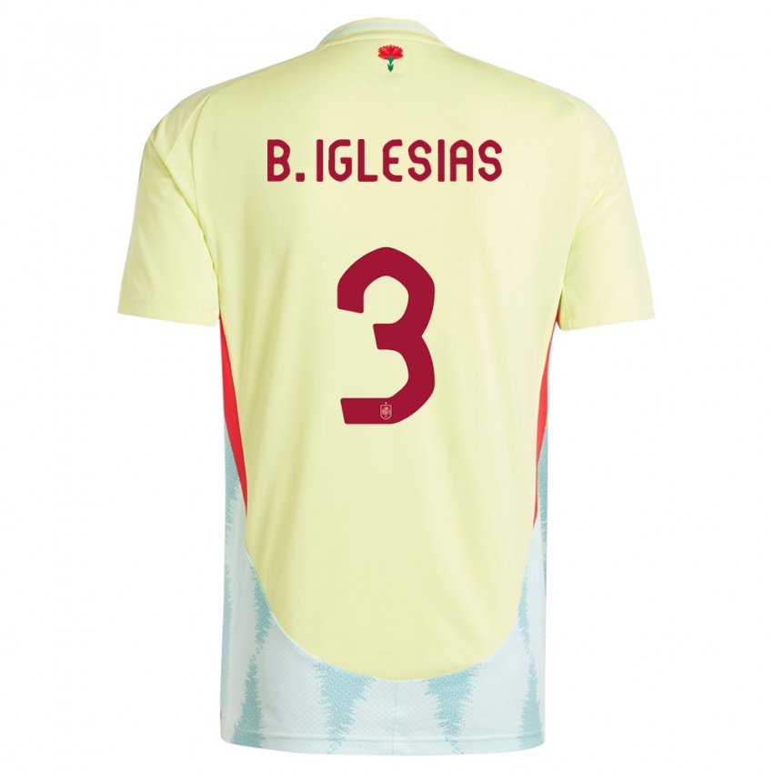 Kinder Spanien Borja Iglesias #3 Gelb Auswärtstrikot Trikot 24-26 T-Shirt Schweiz