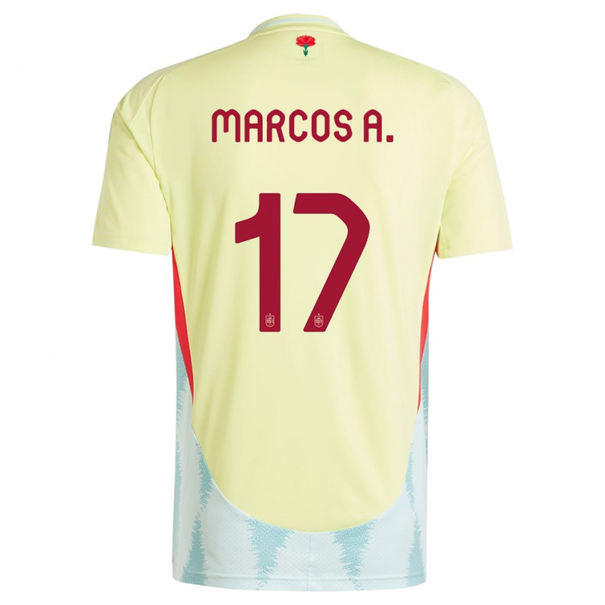 Kinder Spanien Marcos Alonso #17 Gelb Auswärtstrikot Trikot 24-26 T-Shirt Schweiz