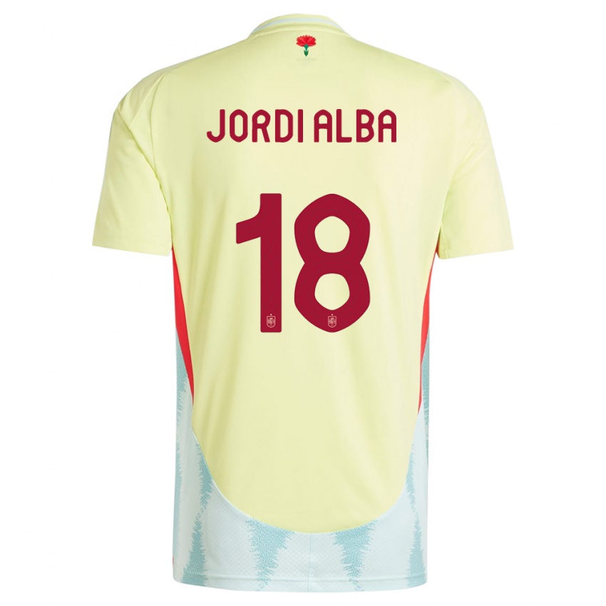 Kinder Spanien Jordi Alba #18 Gelb Auswärtstrikot Trikot 24-26 T-Shirt Schweiz