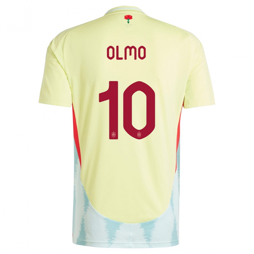 Kinder Spanien Dani Olmo #10 Gelb Auswärtstrikot Trikot 24-26 T-Shirt Schweiz