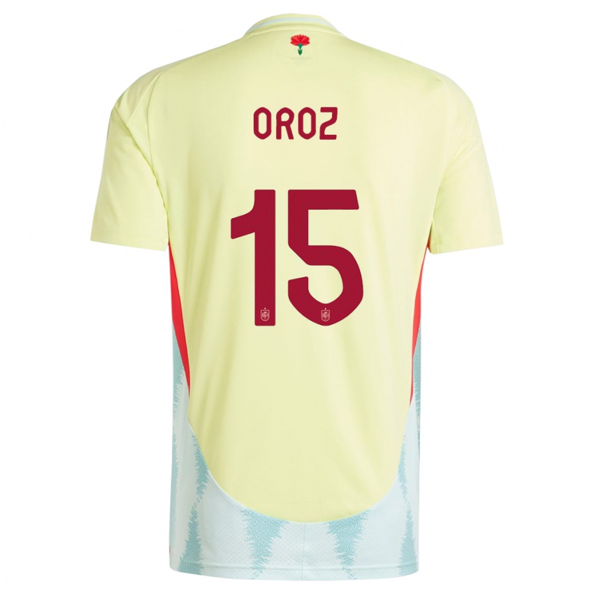 Kinder Spanien Maite Oroz #15 Gelb Auswärtstrikot Trikot 24-26 T-Shirt Schweiz