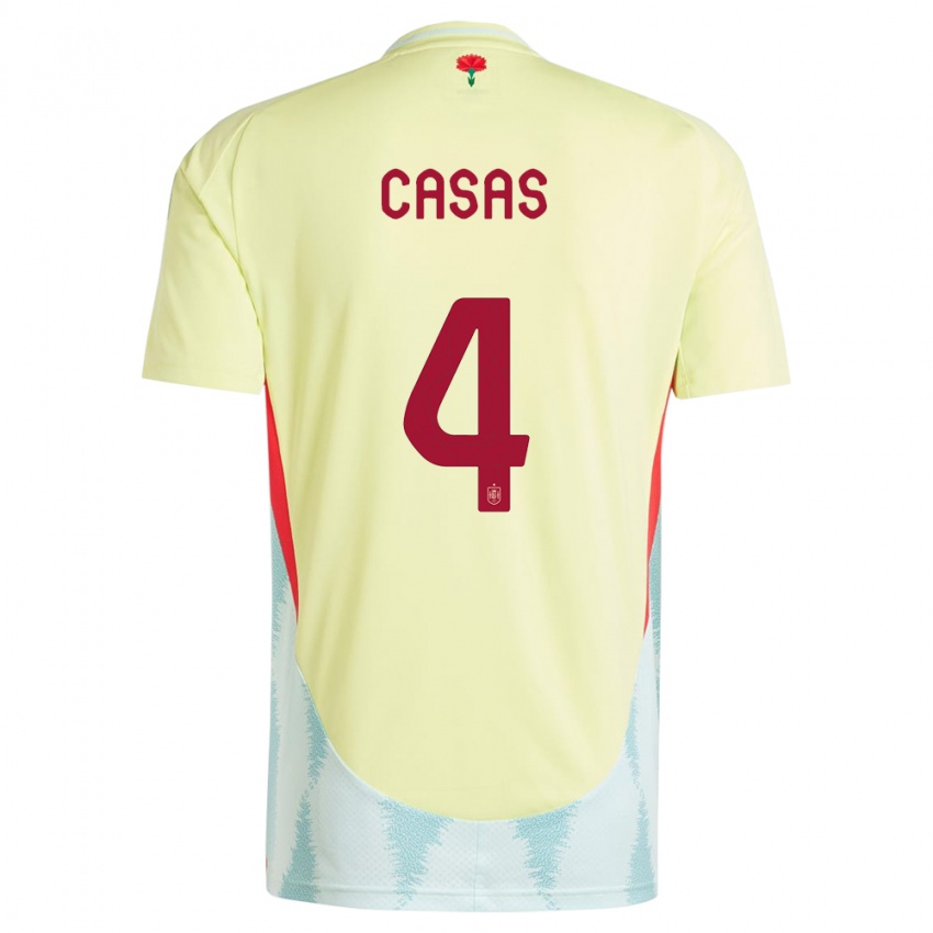 Kinder Spanien Arnau Casas #4 Gelb Auswärtstrikot Trikot 24-26 T-Shirt Schweiz