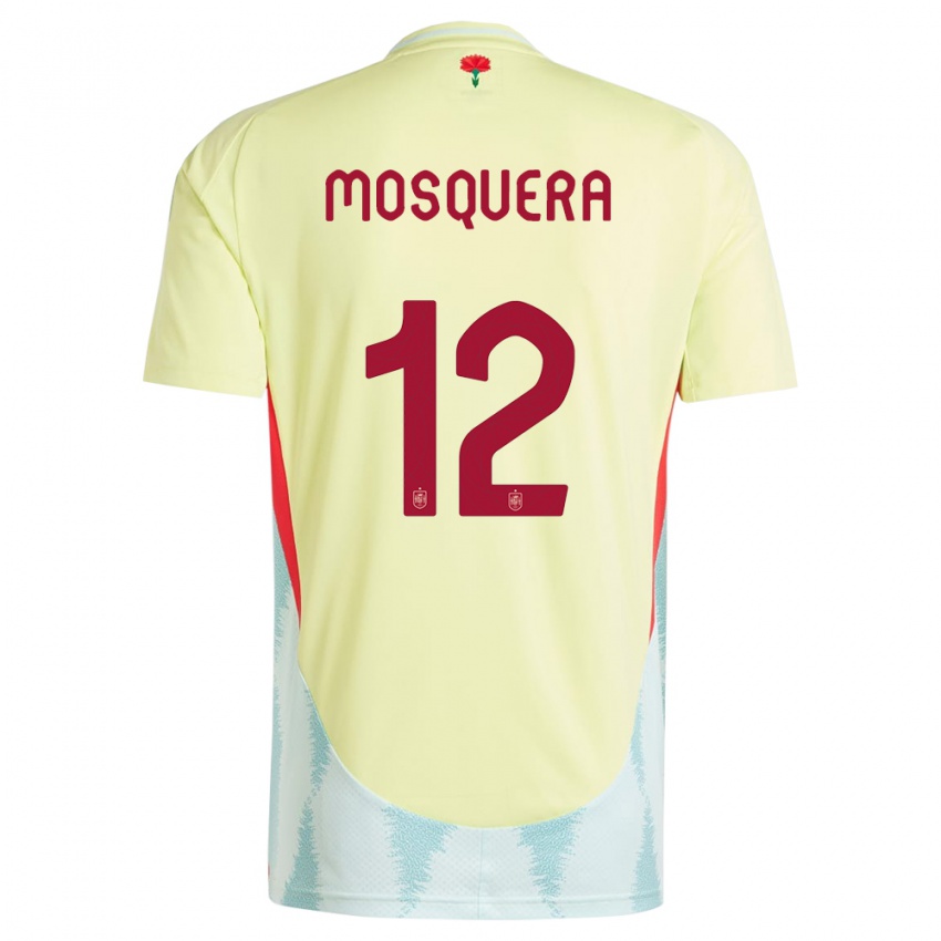 Kinder Spanien Cristian Mosquera #12 Gelb Auswärtstrikot Trikot 24-26 T-Shirt Schweiz