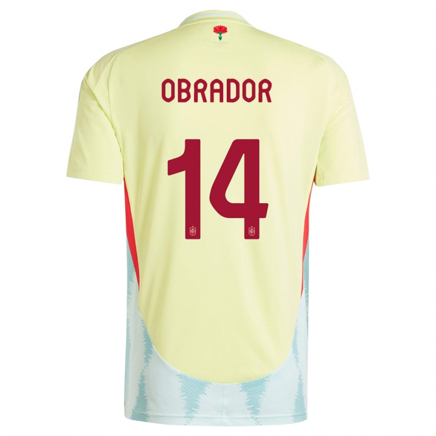 Kinder Spanien Rafel Obrador #14 Gelb Auswärtstrikot Trikot 24-26 T-Shirt Schweiz