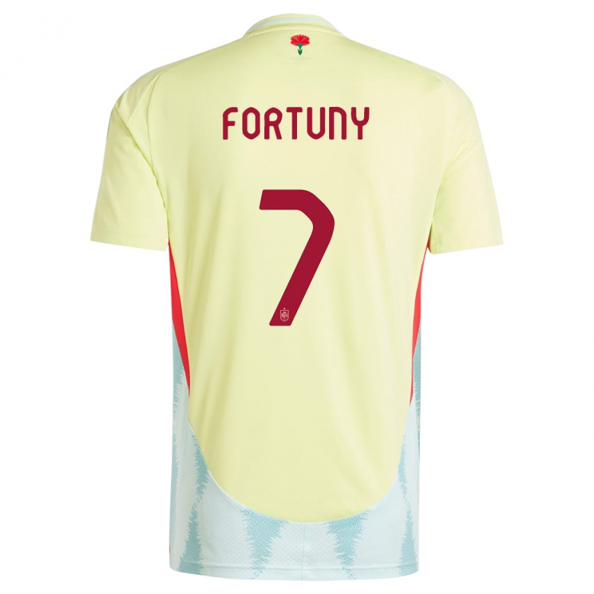 Enfant Maillot Espagne Pol Fortuny #7 Jaune Tenues Extérieur 24-26 T-Shirt Suisse