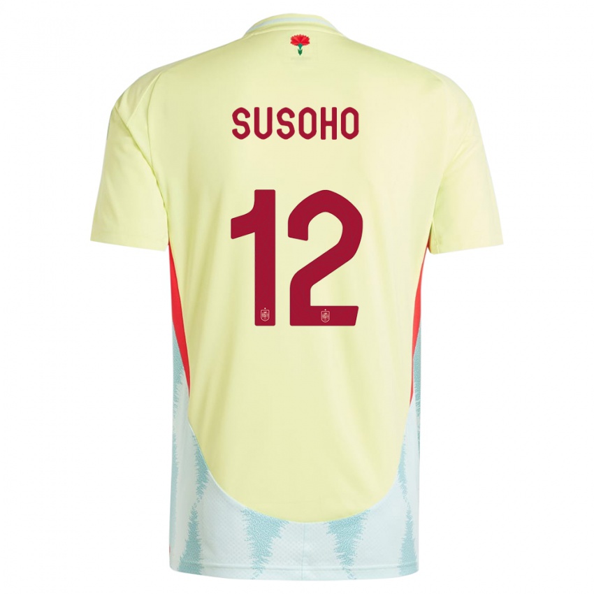 Kinder Spanien Mahamadou Susoho #12 Gelb Auswärtstrikot Trikot 24-26 T-Shirt Schweiz