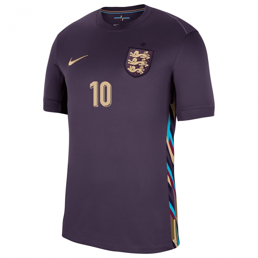 Enfant Maillot Angleterre Fran Kirby #10 Raisins Noirs Tenues Extérieur 24-26 T-Shirt Suisse