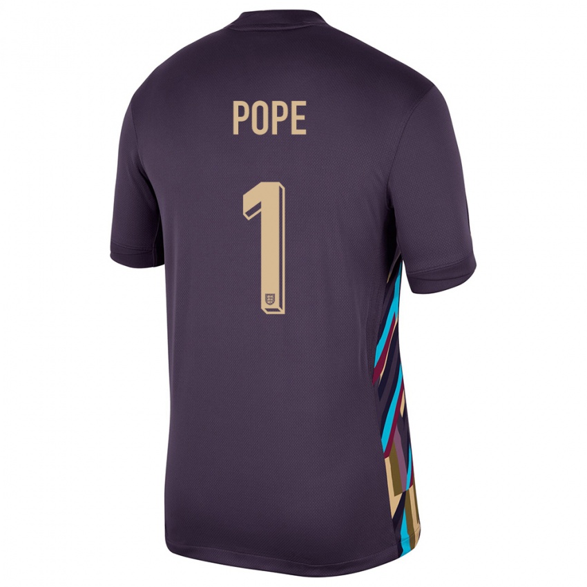 Enfant Maillot Angleterre Nick Pope #1 Raisins Noirs Tenues Extérieur 24-26 T-Shirt Suisse