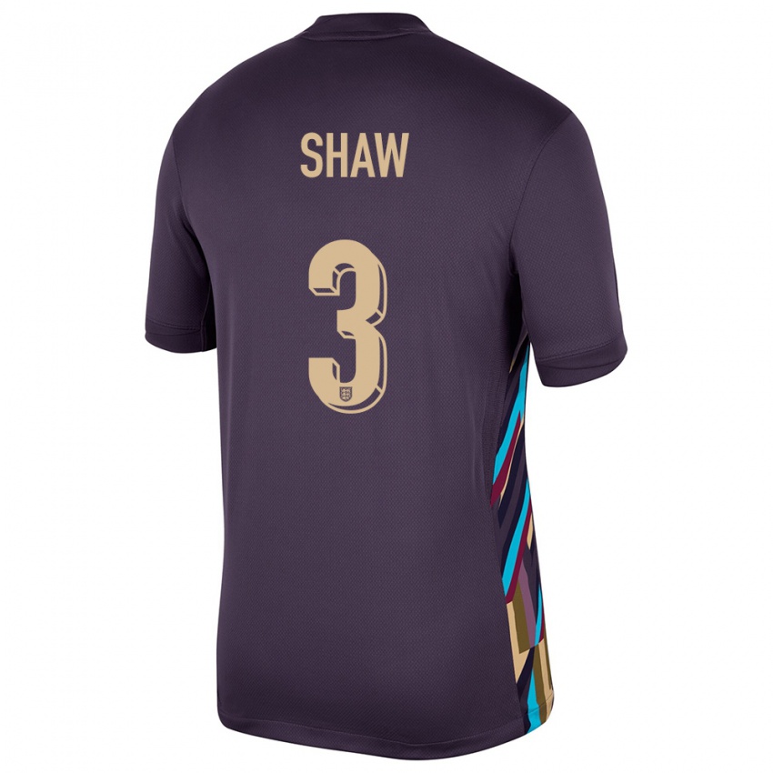 Enfant Maillot Angleterre Luke Shaw #3 Raisins Noirs Tenues Extérieur 24-26 T-Shirt Suisse