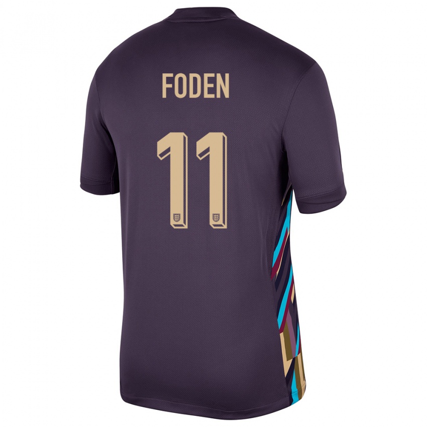 Enfant Maillot Angleterre Phil Foden #11 Raisins Noirs Tenues Extérieur 24-26 T-Shirt Suisse