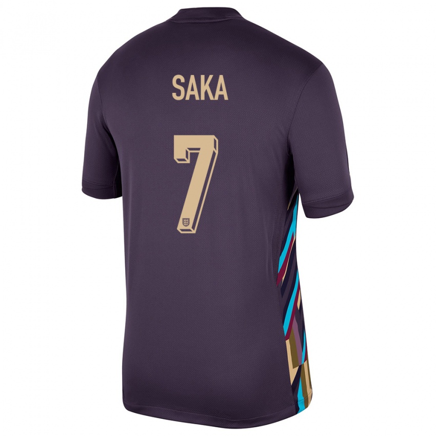 Enfant Maillot Angleterre Bukayo Saka #7 Raisins Noirs Tenues Extérieur 24-26 T-Shirt Suisse