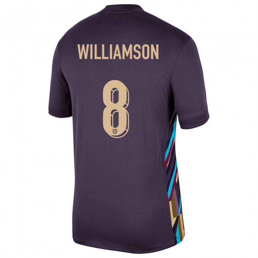 Enfant Maillot Angleterre Leah Williamson #8 Raisins Noirs Tenues Extérieur 24-26 T-Shirt Suisse