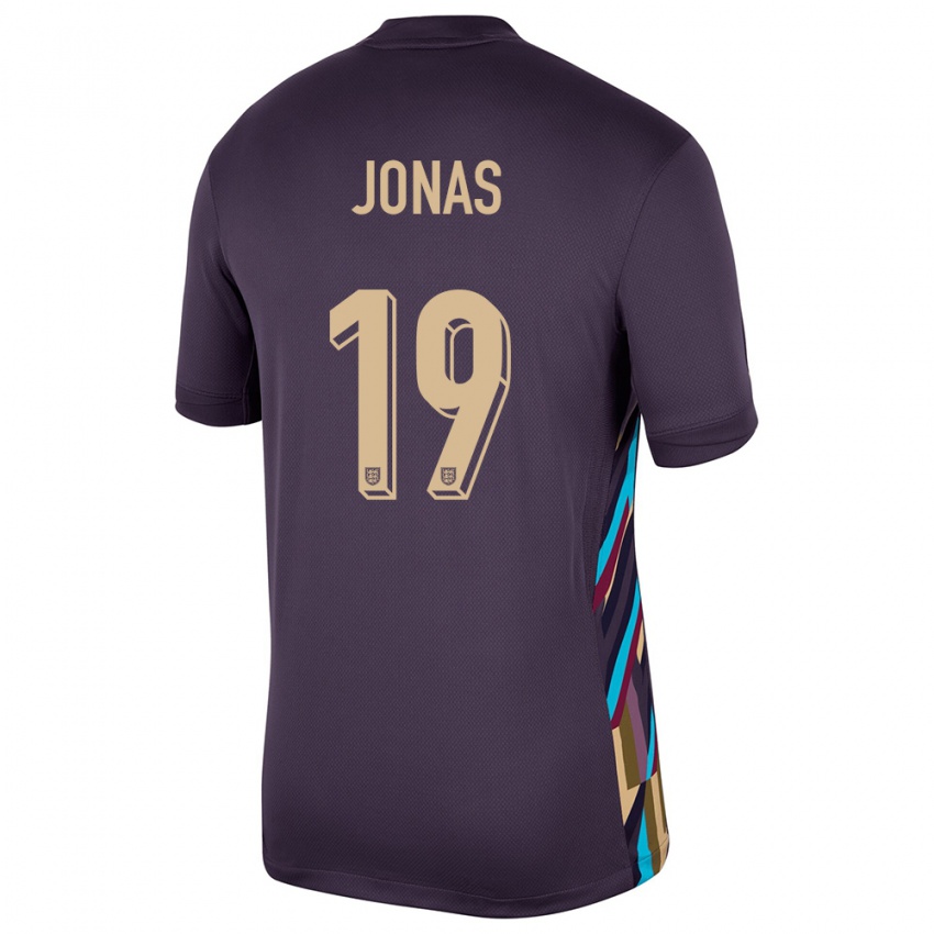 Kinder England Lee Jonas #19 Dunkle Rosine Auswärtstrikot Trikot 24-26 T-Shirt Schweiz