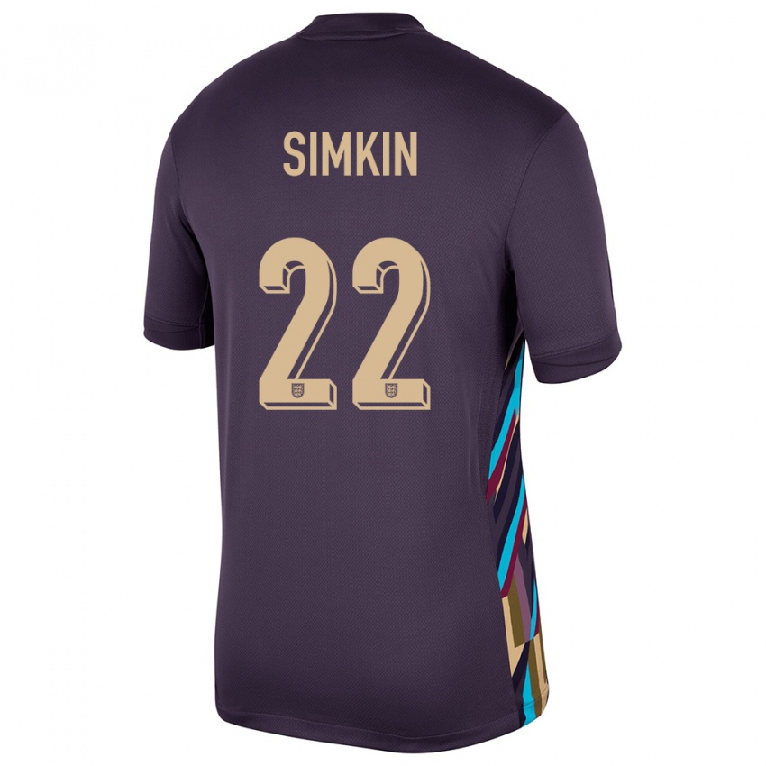 Enfant Maillot Angleterre Tommy Simkin #22 Raisins Noirs Tenues Extérieur 24-26 T-Shirt Suisse