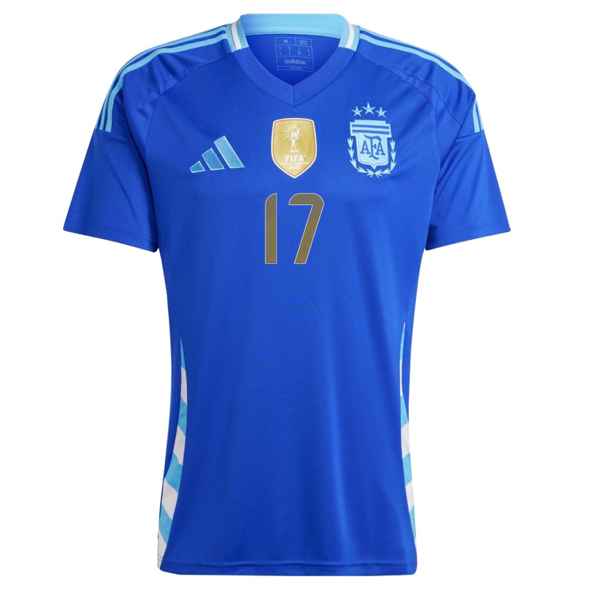 Kinder Argentinien Alejandro Garnacho #17 Blau Auswärtstrikot Trikot 24-26 T-Shirt Schweiz