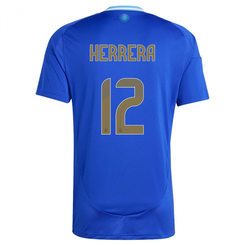 Kinder Argentinien Franco Herrera #12 Blau Auswärtstrikot Trikot 24-26 T-Shirt Schweiz