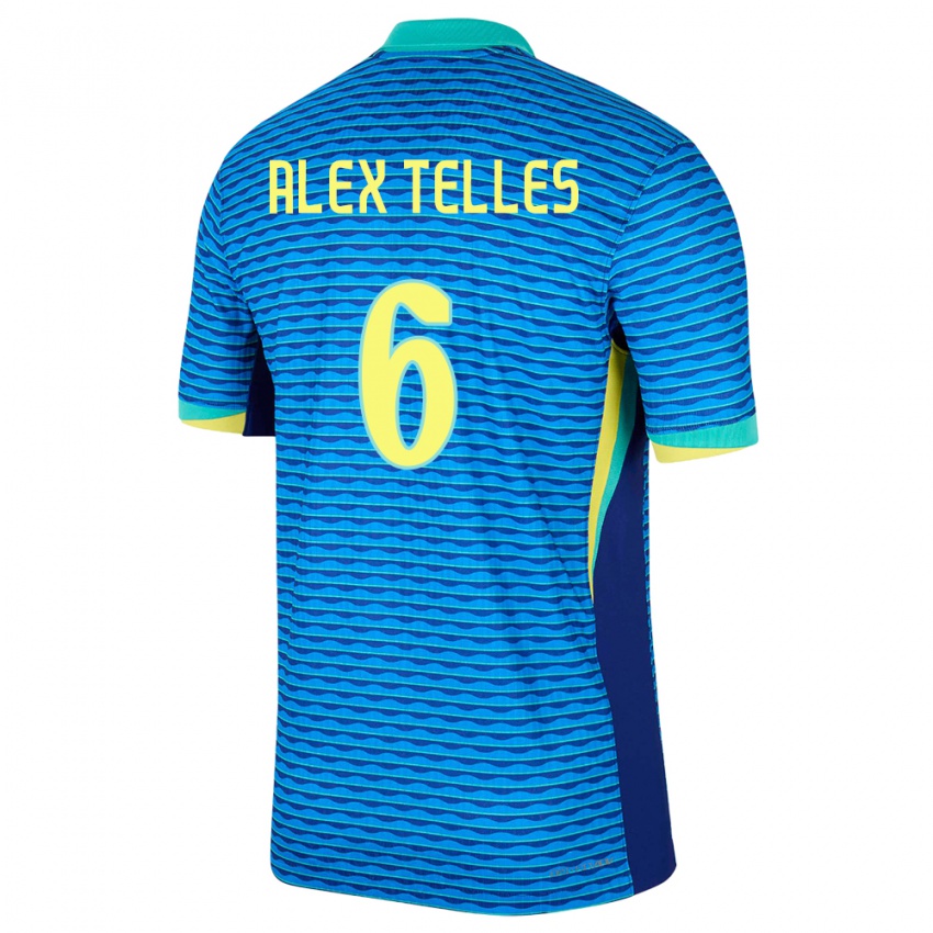 Kinder Brasilien Alex Telles #6 Blau Auswärtstrikot Trikot 24-26 T-Shirt Schweiz