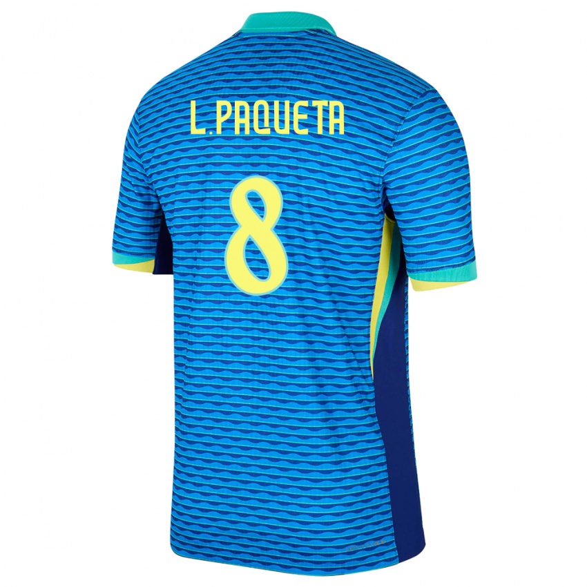 Kinder Brasilien Lucas Paqueta #8 Blau Auswärtstrikot Trikot 24-26 T-Shirt Schweiz