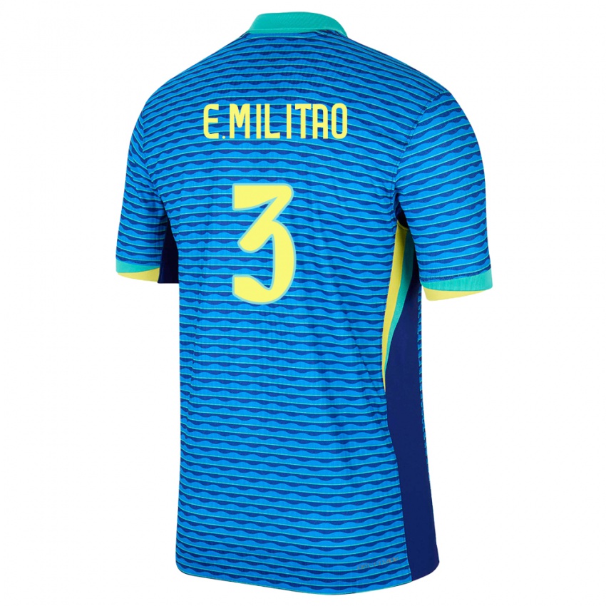 Enfant Maillot Brésil Eder Militao #3 Bleu Tenues Extérieur 24-26 T-Shirt Suisse