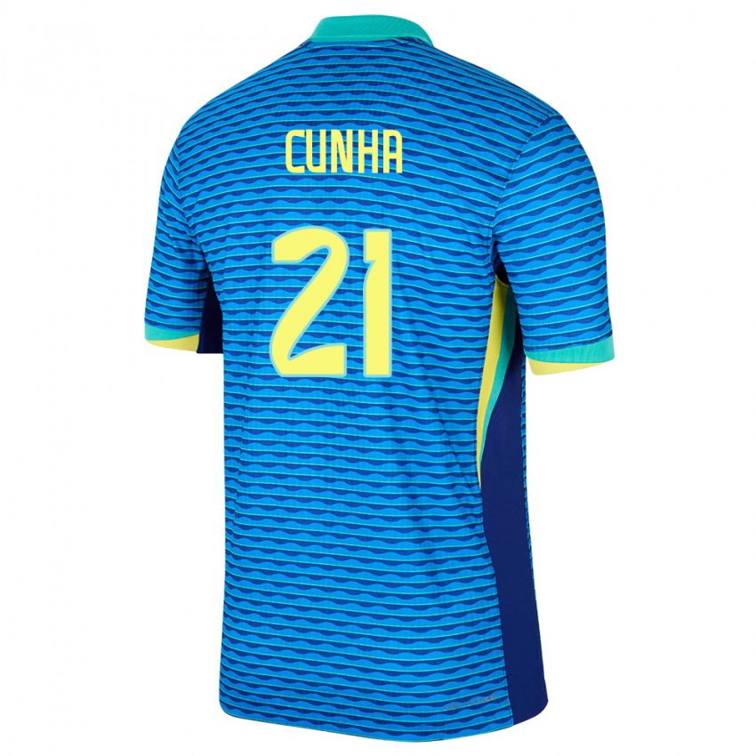 Enfant Maillot Brésil Matheus Cunha #21 Bleu Tenues Extérieur 24-26 T-Shirt Suisse