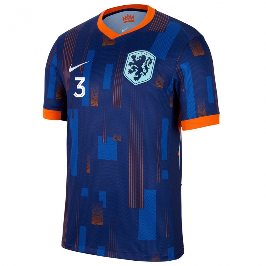 Kinder Niederlande Matthijs De Ligt #3 Blau Auswärtstrikot Trikot 24-26 T-Shirt Schweiz