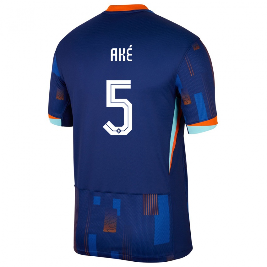 Kinder Niederlande Nathan Ake #5 Blau Auswärtstrikot Trikot 24-26 T-Shirt Schweiz