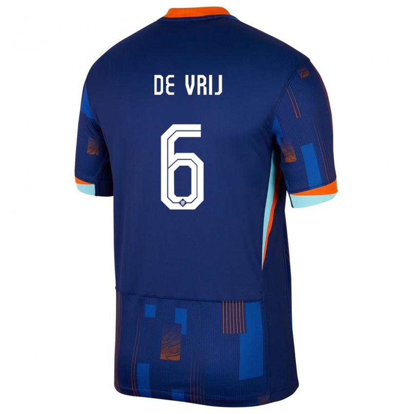 Enfant Maillot Pays-Bas Stefan De Vrij #6 Bleu Tenues Extérieur 24-26 T-Shirt Suisse