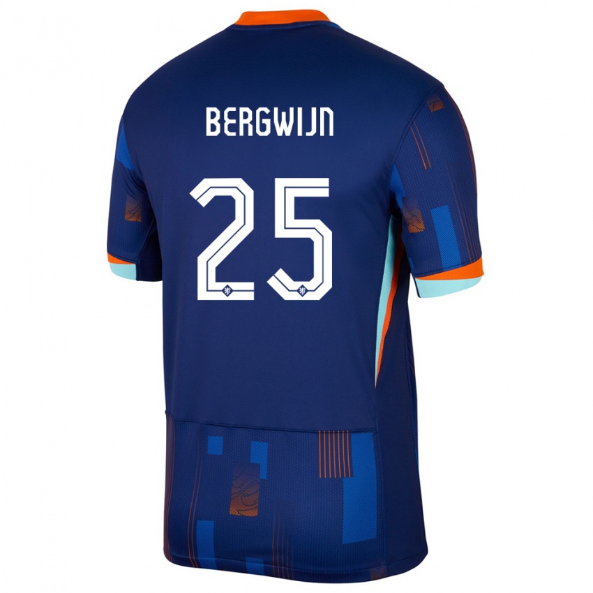 Enfant Maillot Pays-Bas Steven Bergwijn #25 Bleu Tenues Extérieur 24-26 T-Shirt Suisse