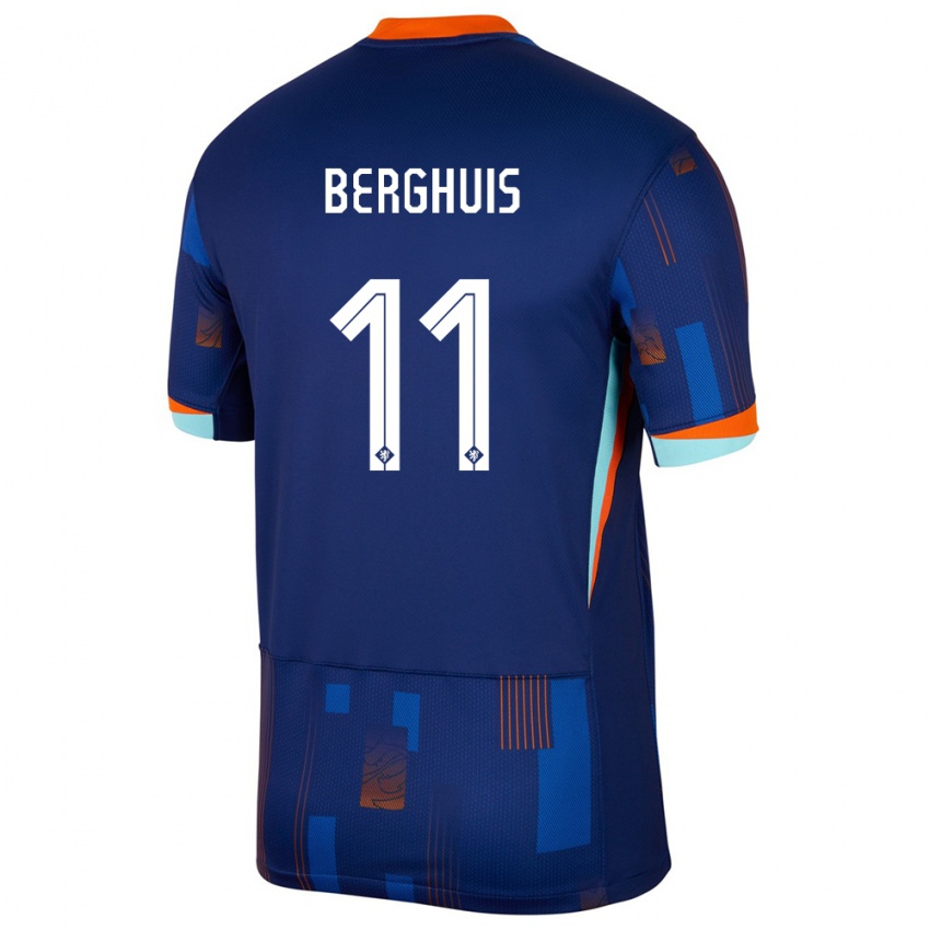 Enfant Maillot Pays-Bas Steven Berghuis #11 Bleu Tenues Extérieur 24-26 T-Shirt Suisse