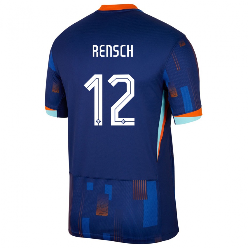 Kinder Niederlande Devyne Rensch #12 Blau Auswärtstrikot Trikot 24-26 T-Shirt Schweiz