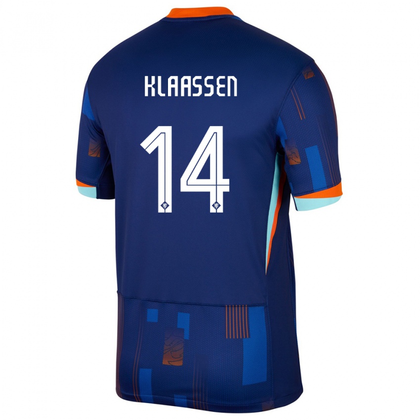 Enfant Maillot Pays-Bas Davy Klaassen #14 Bleu Tenues Extérieur 24-26 T-Shirt Suisse