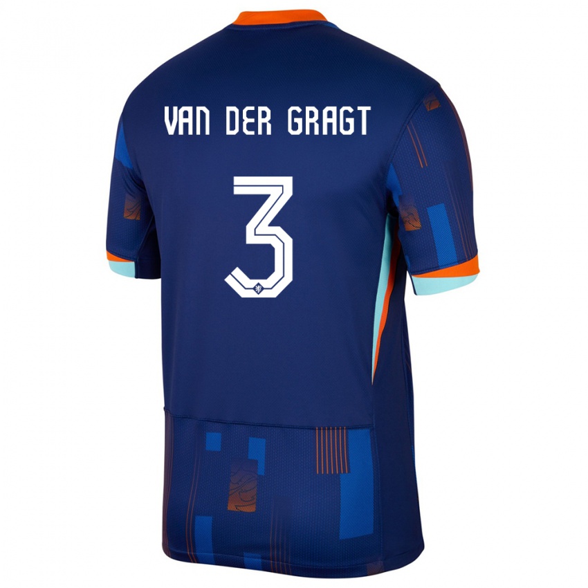 Kinder Niederlande Stefanie Van Der Gragt #3 Blau Auswärtstrikot Trikot 24-26 T-Shirt Schweiz