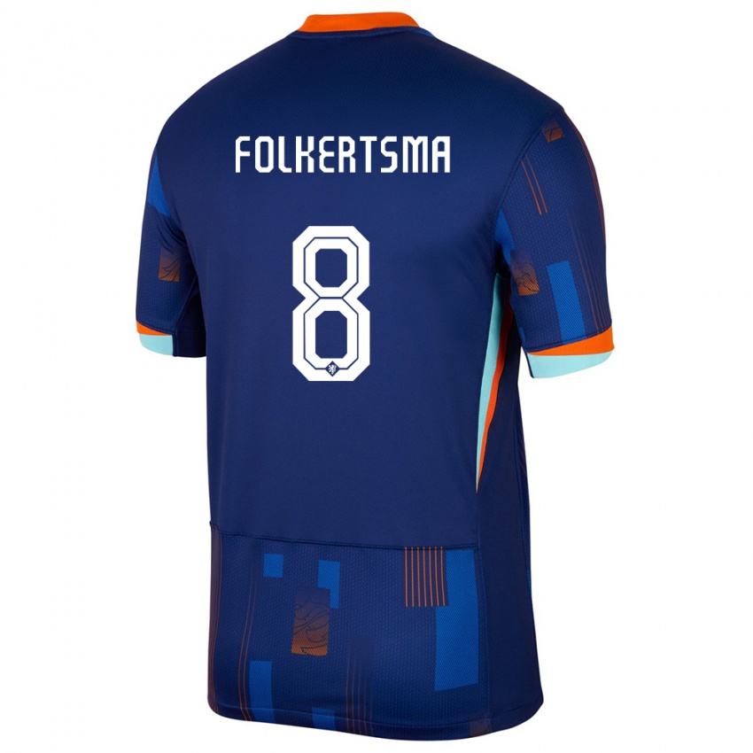 Kinder Niederlande Sisca Folkertsma #8 Blau Auswärtstrikot Trikot 24-26 T-Shirt Schweiz