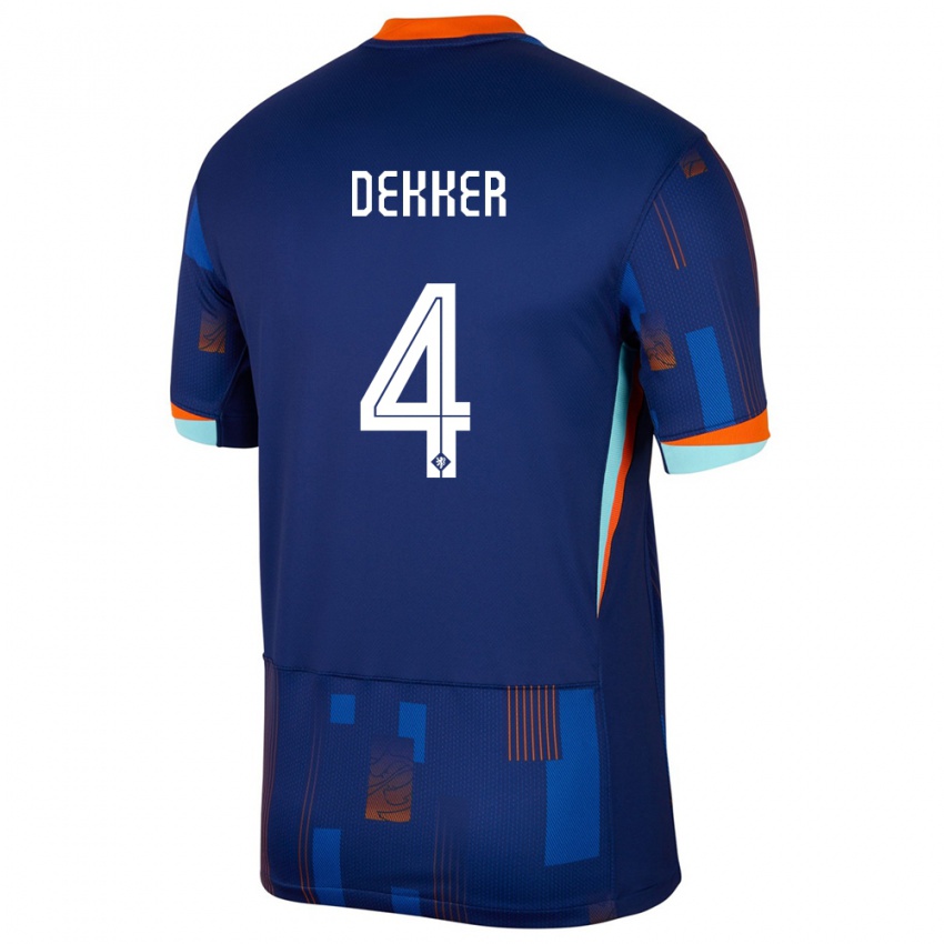 Enfant Maillot Pays-Bas Maxim Dekker #4 Bleu Tenues Extérieur 24-26 T-Shirt Suisse