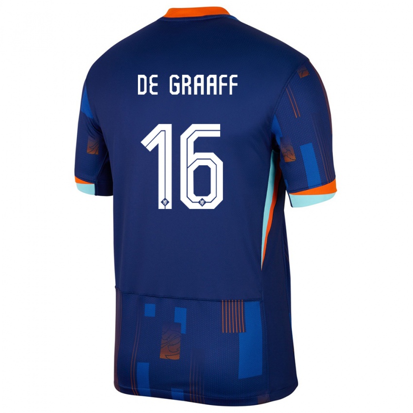 Enfant Maillot Pays-Bas Tom De Graaff #16 Bleu Tenues Extérieur 24-26 T-Shirt Suisse