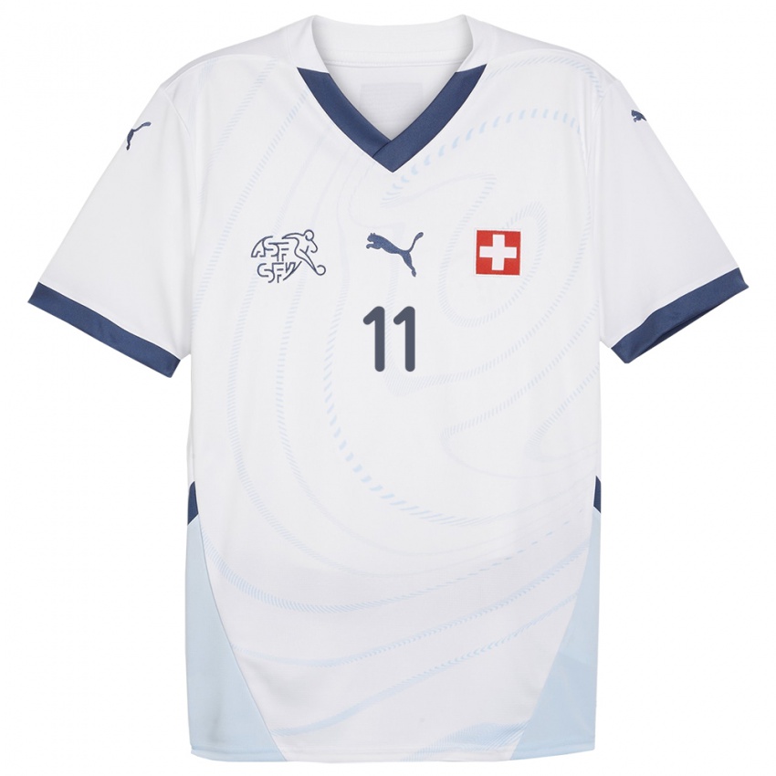 Enfant Maillot Suisse Coumba Sow #11 Blanc Tenues Extérieur 24-26 T-Shirt Suisse