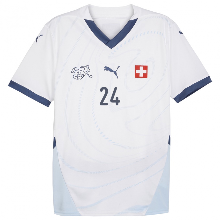 Enfant Maillot Suisse Becir Omeragic #24 Blanc Tenues Extérieur 24-26 T-Shirt Suisse