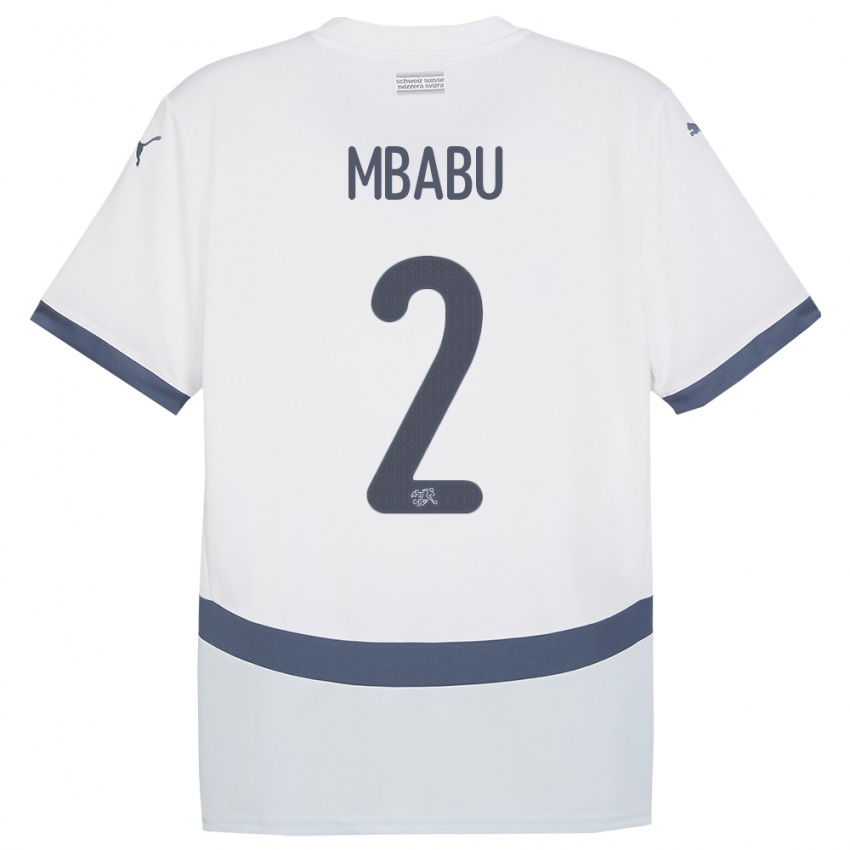 Enfant Maillot Suisse Kevin Mbabu #2 Blanc Tenues Extérieur 24-26 T-Shirt Suisse