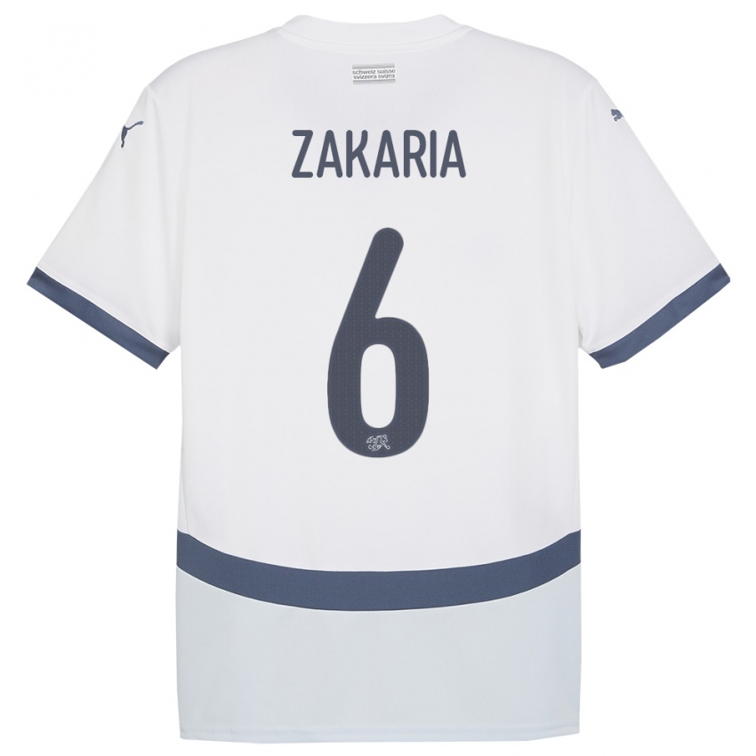 Enfant Maillot Suisse Denis Zakaria #6 Blanc Tenues Extérieur 24-26 T-Shirt Suisse