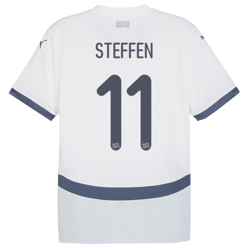 Enfant Maillot Suisse Renato Steffen #11 Blanc Tenues Extérieur 24-26 T-Shirt Suisse