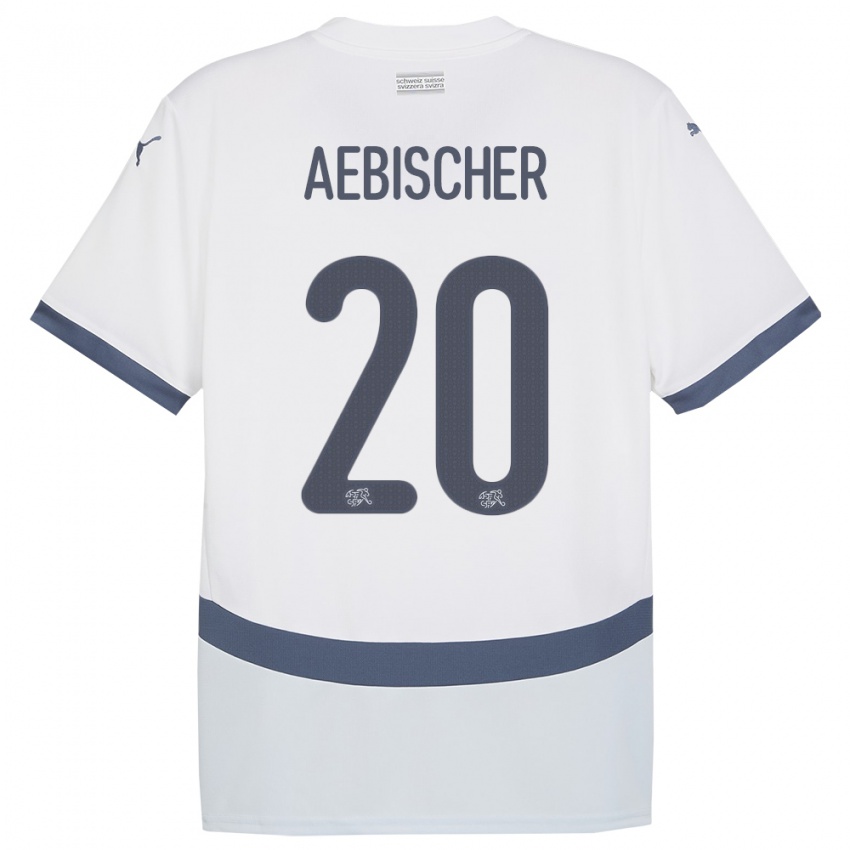 Enfant Maillot Suisse Michel Aebischer #20 Blanc Tenues Extérieur 24-26 T-Shirt Suisse